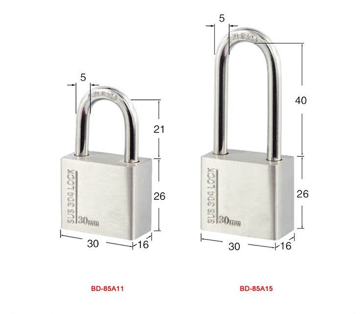 Stainless Steel Padlock BD-85A11~85A16