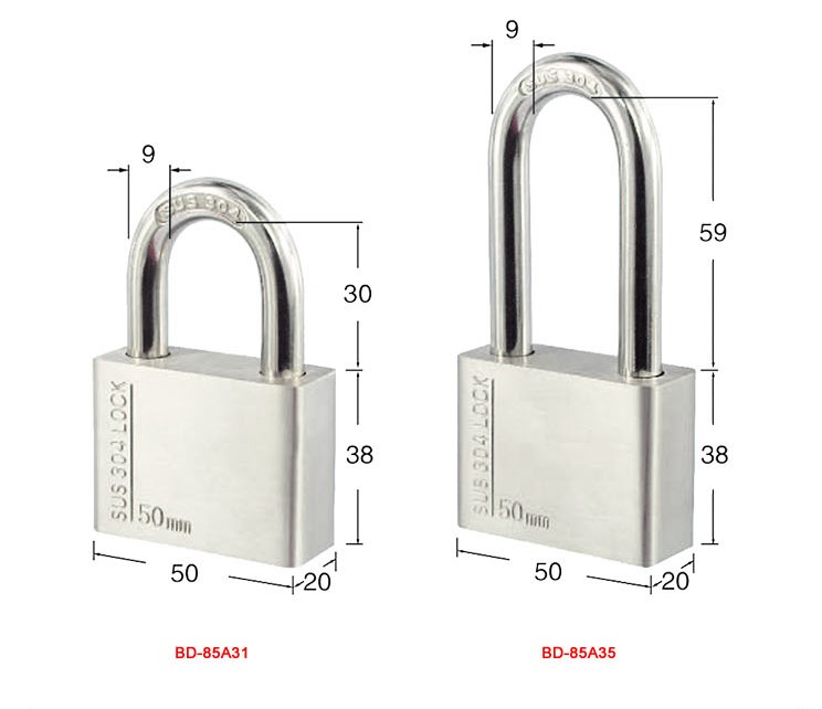 Stainless Steel Padlock BD-85A31~85A36